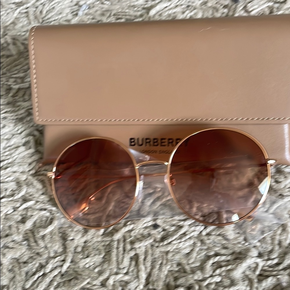 Burberry Gold and Brown Sunglasses with Double Bridge Design